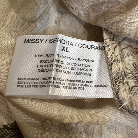 VINTAGE AMERICAN WOMENS XL CREAM TUNIC SHIRT BLOUSE - Picture 5 of 9